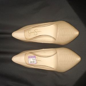 Jessica Simpson, size 10, Nude faux snake skin heels
